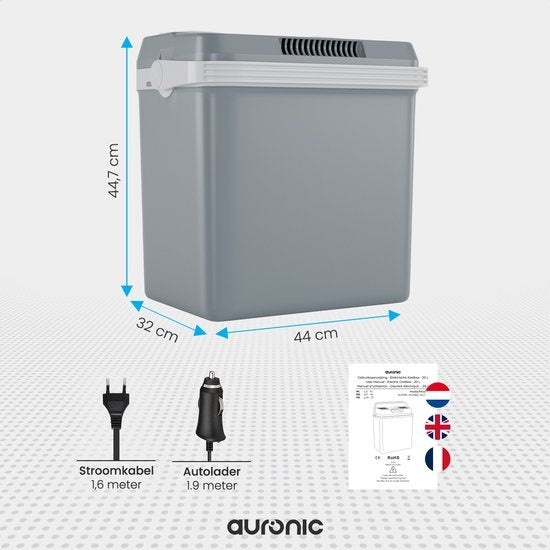 Auronic Electric Kühlbox - Kühlbox - 25L - 12V und 240V - Grau