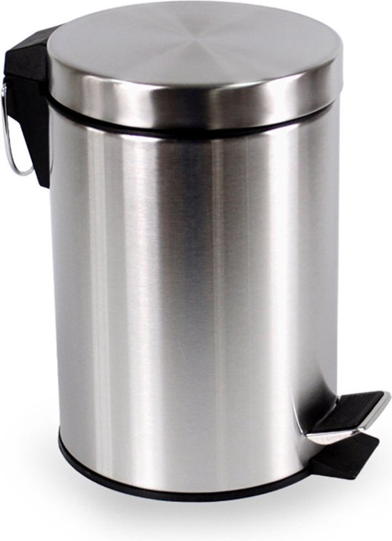 BRASQ Treteimer 3 Liter - Edelstahl - PB103 - Mülleimer mit herausnehmbarem Treteimer - Mülleimer - Abfalleimer - Abfalleimer - Bad oder Toilette