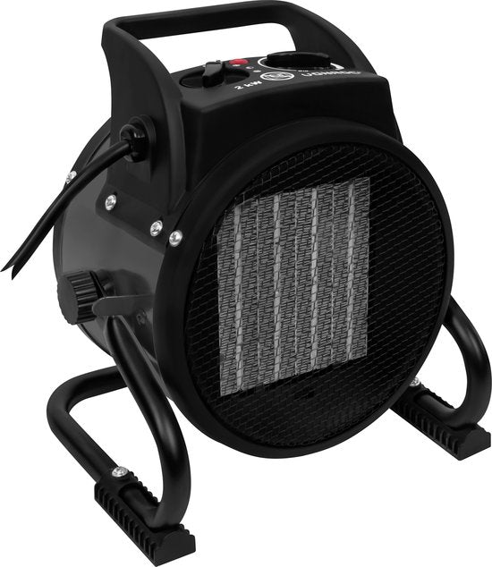 VONROC Elektroheizgerät - Strahlheizgerät - Heizlüfter - Keramik - 3 Stufen: 1000W/2000W/Ventilator - für Räume bis 20m2 - grau