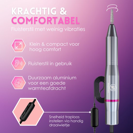 Beeperfect® Elektrische Nagelfeile - Nagelfräse - Maniküre- und Pediküreset - 11 Bits und 60 Schleifröllchen