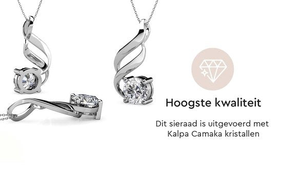Yolora Damen Halskette mit Kalpa Camaka Kristall Anhänger - Farbe Silber - 18K Weißgold plattiert - Geschenkbox - Muttertagsgeschenk