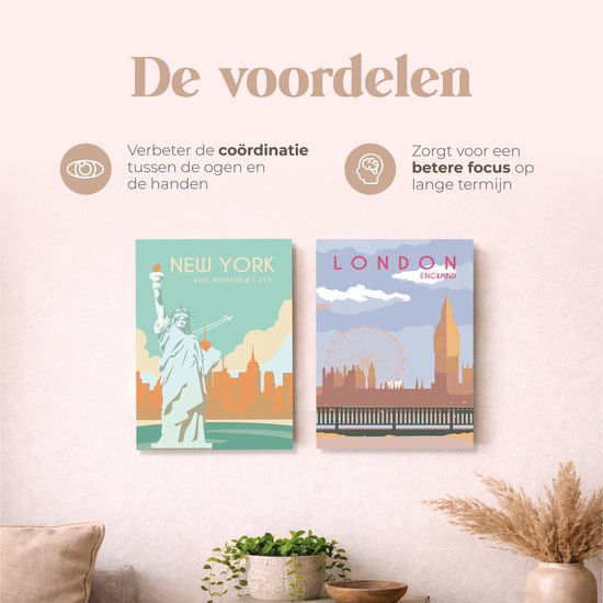 Rubye® Mini Malerei auf Nummer - New York - Inklusive Farbe und Pinsel - Erwachsene & Kinder - 15x20cm