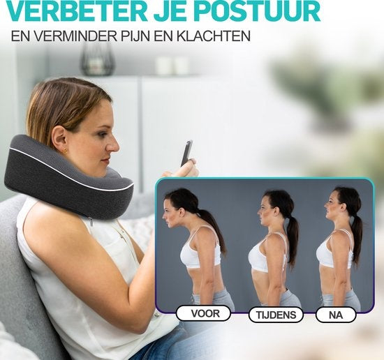 MiRi Nackenkissen -ã€Luxeã€‘Reisekissen - Nackenstütze - Memory Foam - Schwarz - Ergonomisch - Flugzeug/Auto/Heimbüro