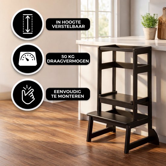 Oemmie Lernturm - Lernturm - Montessori Lernturm - Lernturm Kitchen Aid - Lernturm - Step up - Kindertreppe - Schwarz