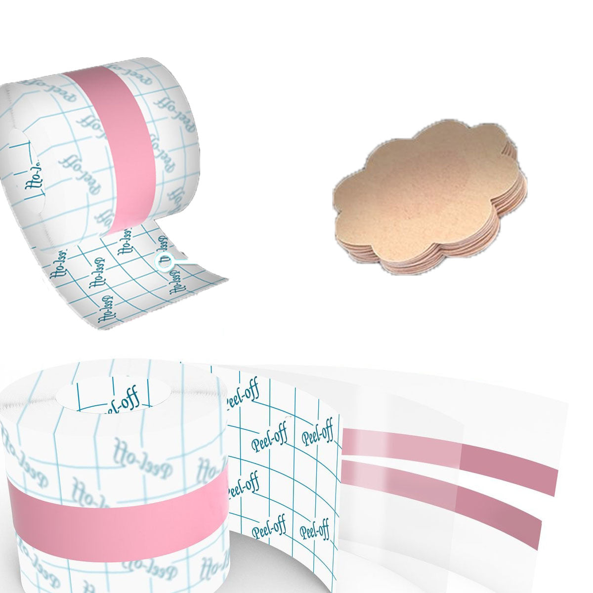 Levanda transparentes Brustband 5 Meter- unsichtbares Brustband inkl. Brustwarzenabdeckungen- trägerloses BH Klebeband - Modeband Brüste