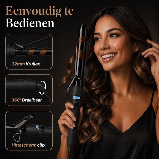 Vaive Lockenstab mit Klemme - 32MM - Lockenstäbe - Lockenwickler - Lockenstab