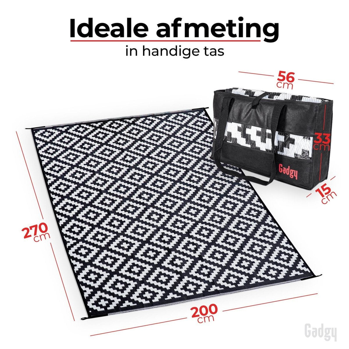 Gadgy Outdoor Rug Rug -270x200 cm - Camping Rug - Picknick Rug - Garden Rug - Outdoor Rug