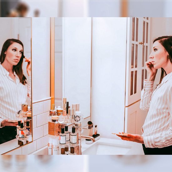 Homewize Abode - Make Up Organizer Transparent - 360 Grad drehbarer Ständer - Schmuckkästchen - Makeup & Nagellack Organizer - Acryl