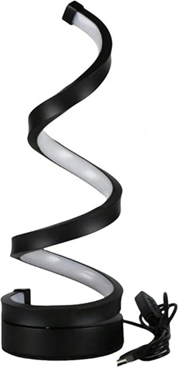 NEXXT - LED-Tischleuchte Spirale - USB-betrieben - Dimmbar - 3 Lichtfarben - Minimalistisches Design - Nachttisch / Schreibtisch - Schwarz