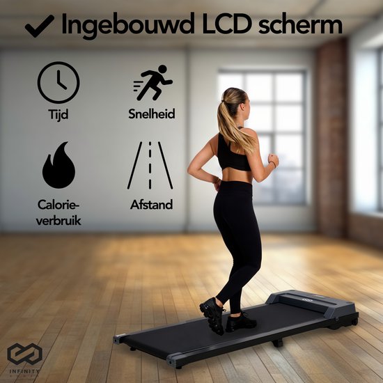 Infinity Goods Laufband für Zuhause - Mit Bluetooth - 1-6 km/h - 120 x 53 x 12 cm - Anthrazit