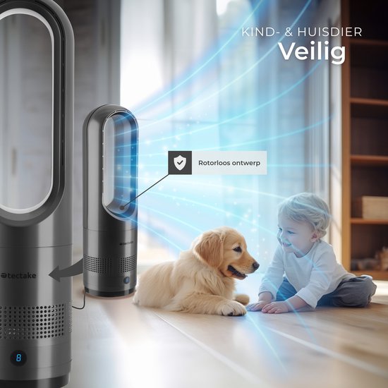 tectake® Turmventilator Polar – Säulenventilator inklusive Fernbedienung – 8 Geschwindigkeitsstufen und Timer – 80°-Schwenkfunktion – Leiser Ventilator (35–55 dB) - Standgerät mit LED-Bedienfeld – 55,5 cm hoch – Luftkühler – Anthrazit