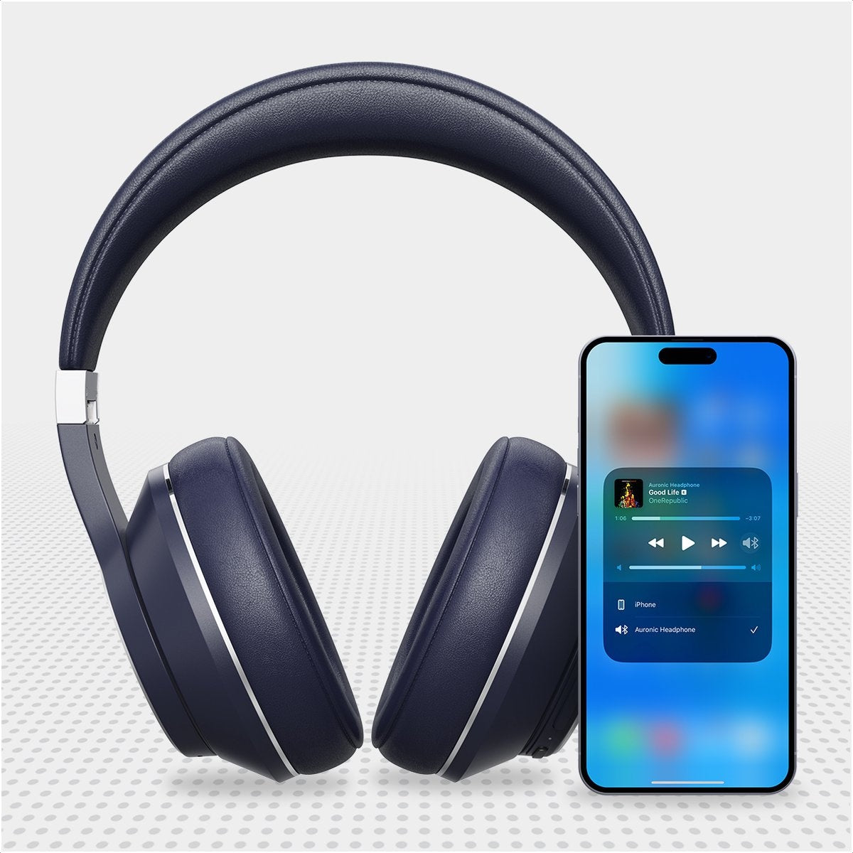 Auronic QuietSound Bluetooth-Kopfhörer kabellos - Over-Ear - aktive Geräuschunterdrückung - Mikrofon - inkl. Tragetasche - Blau