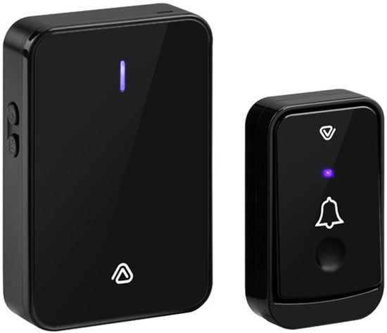 Vlectro - Drahtlose Türklingel mit 1 oder 2 Empfängern - Schwarz - Türklingel mit 2 Empfängern