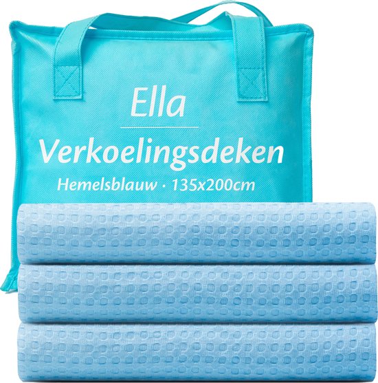 Ella Cooling blanket 135x200 cm - 100% Bio-Tencel - Selbstkühlende Decke - Kühlende Decke - Sommerdecke - Himmelblau