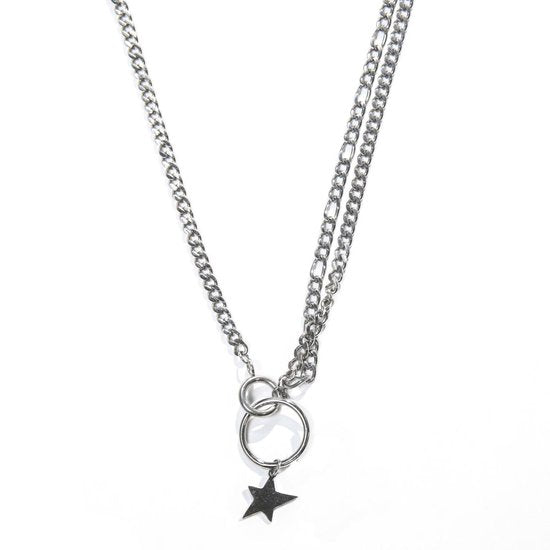 Laura Ferini Damen Halskette Stella Silber - Silber Gliederkette mit Stern - 18K Weißgold vergoldet - Halskette - Halskette - Schmuck - Accessoires - Damen Halskette mit Anhänger