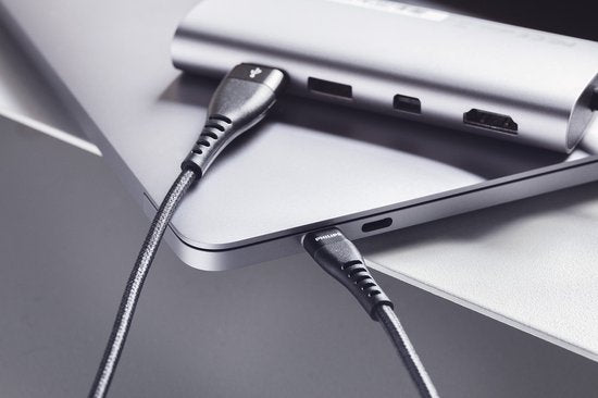Philips USB-Kabel 2.0 - DLC5206A/00 - USB-A - USB-C - Länge: 2 Meter - Premium-Nylon - Schwarz
