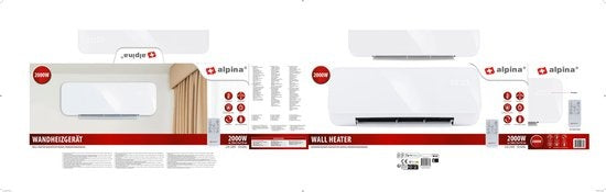 alpina Ventilatorkachel- 2-in-1 Elektrische Verwarming Wandmontage - Wandkachel 2000W - Verwarming en Koelen
