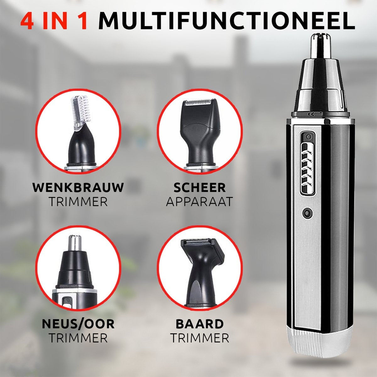 AyeWay 4 in 1 Trimmer - Schnurlos - Nasentrimmer - Bartschneider - Männer & Frauen