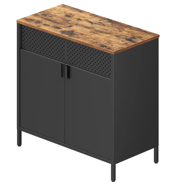 Joyfurnos Schwarzer Aufbewahrungsschrank mit Tür und verstellbarem Einlegeboden – 80 x 40 x 76 cm