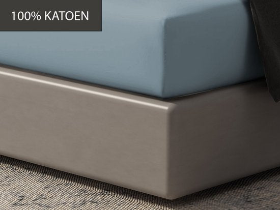 DoubleDry Spannbetttuch aus 100 % natürlicher Baumwolle – Doppelbett 180 x 200 cm – Weich und atmungsaktiv – Rundum-Gummizug – Hellblau