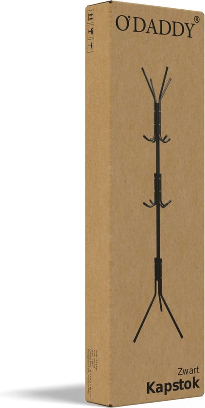 O'DADDY® Garderobenständer Upright - Aufbewahrungsständer - 12 Haken - Freistehender Garderobenständer - Upright Coat Rack - Garderobenständer - Metall - Schwarz
