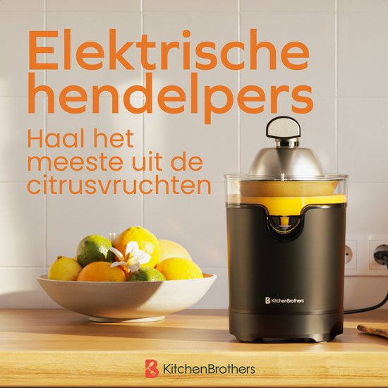 KitchenBrothers Zitruspresse - Kompakt - mit Ausgießer und Presshebel - 0,35 l - Schwarz