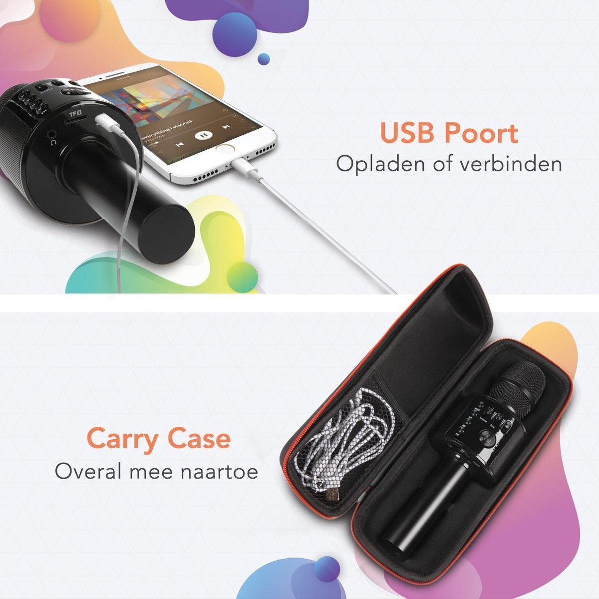 LifeGoods Karaoke-Mikrofon - Bluetooth - Drahtlos - mit Lautsprecher - Schwarz