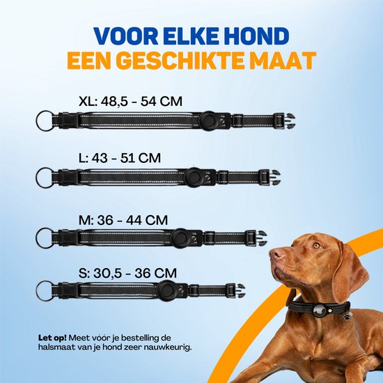 Vulpes Goods® Pets – Hundehalsband, kompatibel mit Apple AirTag – Apple AirTag-Halsband für Hunde Pro – Sicher, leicht, reflektierend und bequem – Kratzfest und wasserabweisend – Inkl. 2 Zubehörteile – 36–44 cm – M