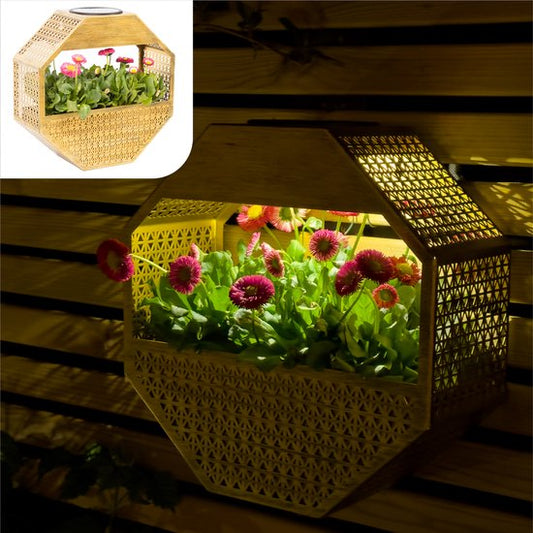 Gadgy Solar Gadgy Solar Wandleuchte mit Blumenkasten – Solarbetriebene Gartenbeleuchtung – LED-Außenleuchte – 30 x 30 cm – Schwarzer Blumenkasten