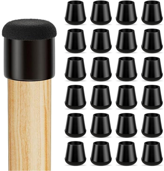 Luft Stuhlbeinschoner mit Filz - 32 Stück - Rund - 12-16 mm - Schwarz - Anti-Kratz-Bodenschutz - Stuhlbeinkappen mit Schalldämpfung