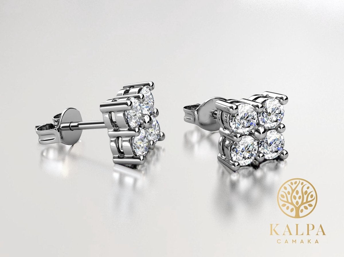 Yolora Damen Ohrringe mit Kalpa Camaka Kristallen - Silber - 18K Weißgold vergoldet