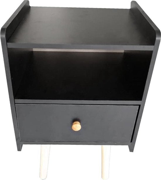 Nachttisch Pukkie - Beistelltisch - kleiner Tisch Diele Wohnzimmer - 58 cm hoch - schwarz