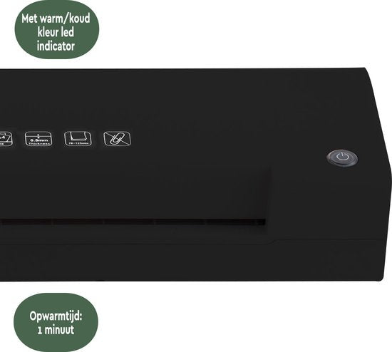 BRASQ Laminator A4 Schwarz - Laminiermaschine - Laminator - Weichmacher - bis zu 125 Mikrometer pro Blatt