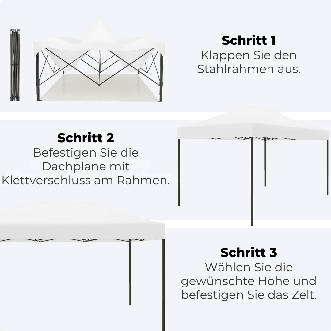 LifeGoods Partyzelt - 3x4,5 m - leicht aufbaubar - weiß