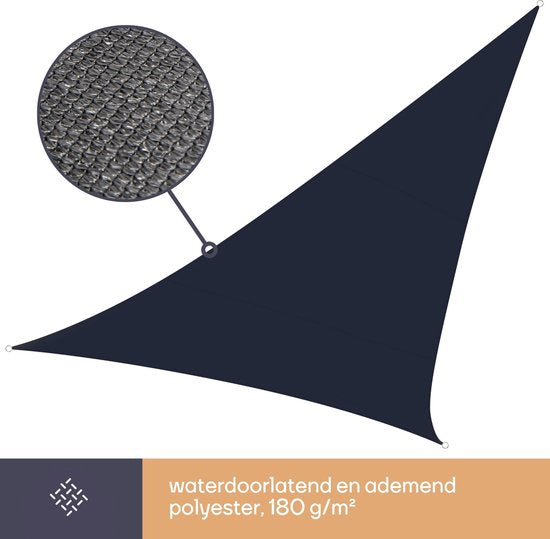 Perel Schattentuch, wasserdurchlässig, luftdurchlässig, 5 x 5 x 5 m, 180 g/m², HDPE, Dreieck, dunkelgrau
