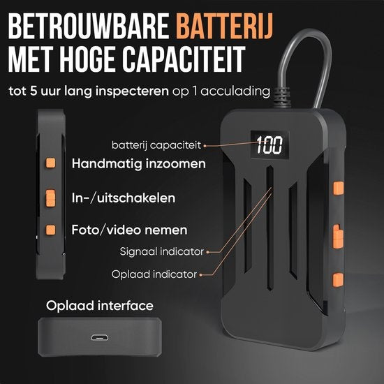 Strex Inspektionskamera Endoskop - 10 m Kabel - 1080P HD - WLAN - LED Beleuchtung - IP67