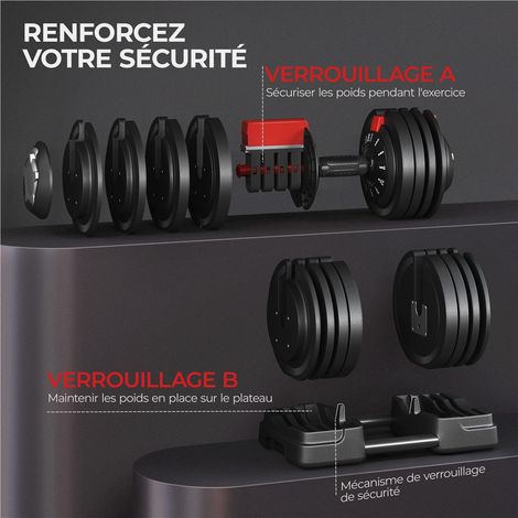 Yaheetech Verstellbares 3-in-1-Hantelset – 3–24 kg – 111 cm – Schwarz