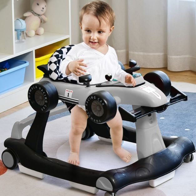 4-in-1 Kinderwagen mit einstellbarer Höhe und Geschwindigkeit Baby Cart mit Anti-Rutsch-Pads zusammenklappbar Baby Walker schwarz/gelb/blau/grau/weiß/rot