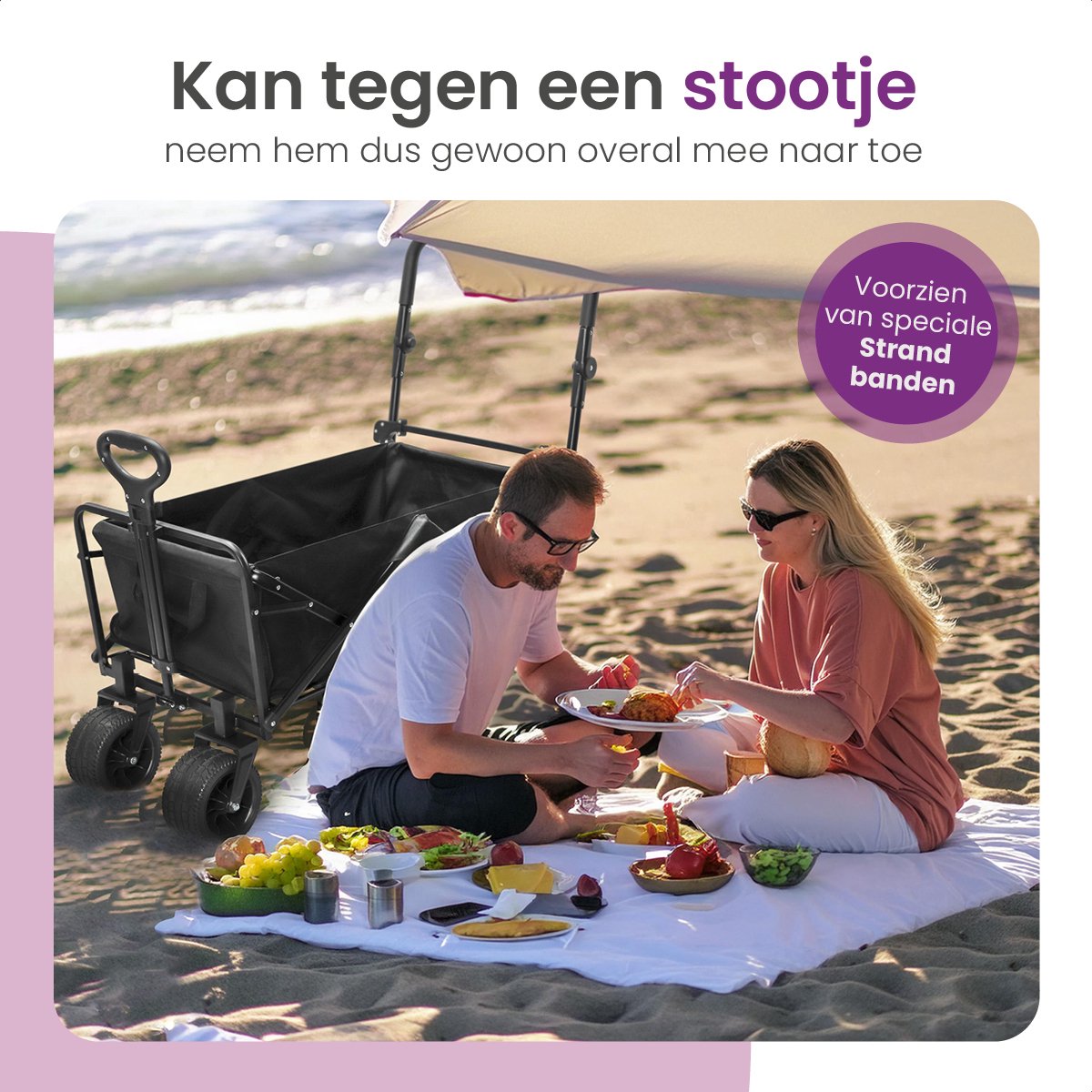 Gofun Bolderkar - 150KG Tragkraft - faltbar - 360Â° drehbare Räder - mit Schiebestange - 83 x 44 x 26 cm - Schwarz