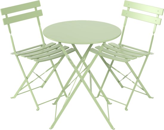 LifeGoods Bistro-Set - Stahl - 3-teilig - Gartenset - klappbar - Balkonset mit Tisch - wetterfest - mintgrün