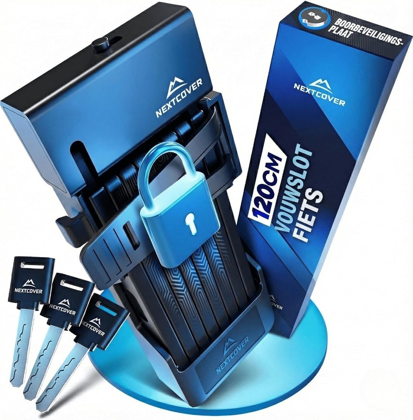 NEXTCOVER® Faltschloss Fahrrad FoldOne mit Zahlencode FoldBasic 120 cm I Zahlenschloss mit SteelSecure Technologie I Fahrradschloss Faltschloss Hochsicherheit inkl. Halter