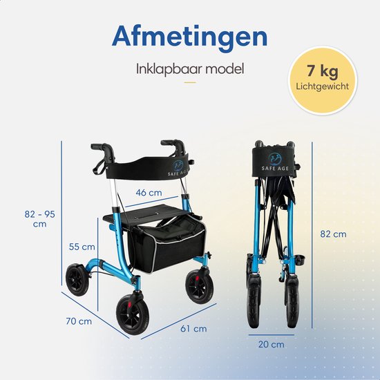 SafeLife Rollator faltbar mit Sitzfunktion - für den Innen- und Außenbereich