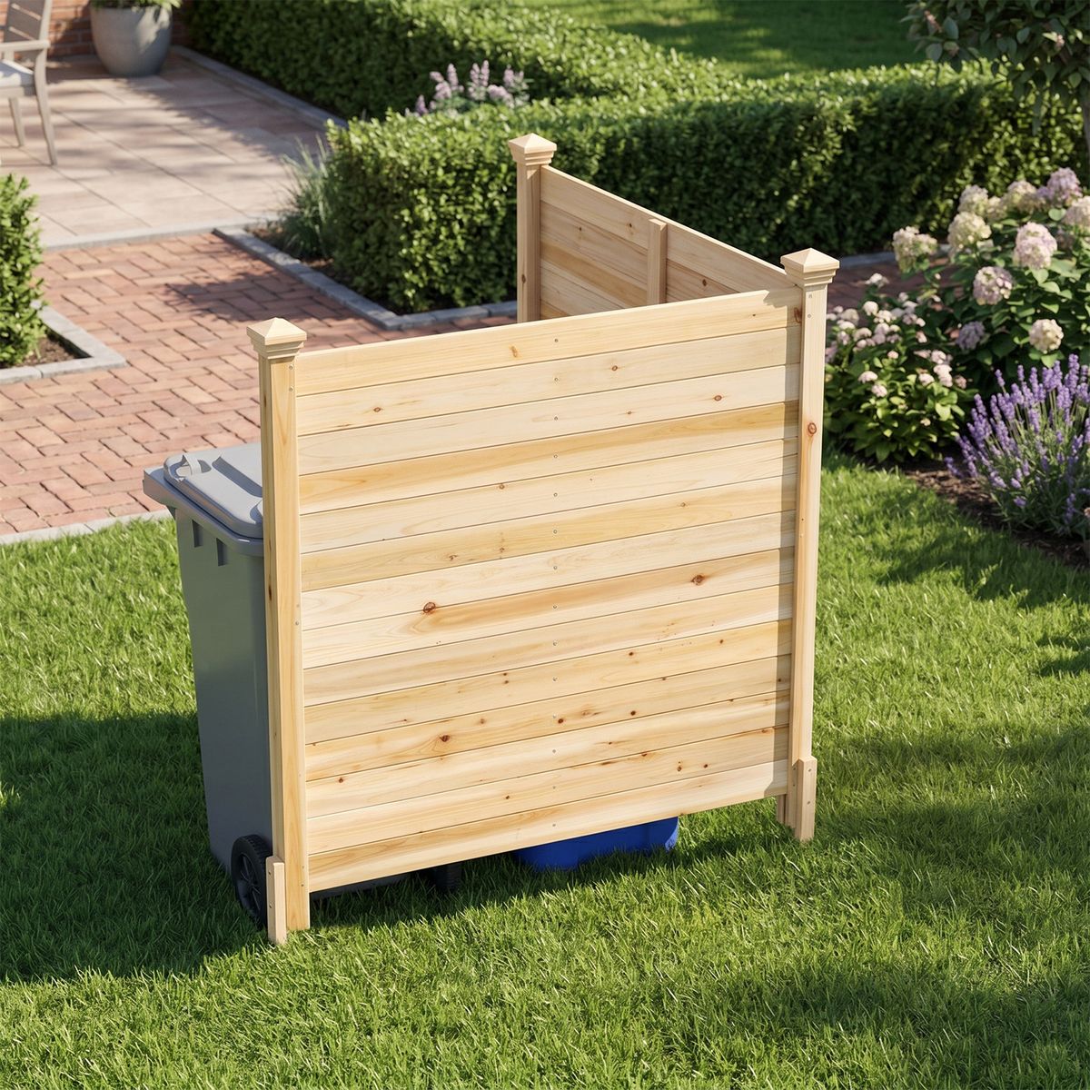 Coast Gartenzaun, 2-teilig – ohne Graben – stabile Holzpfosten – naturbelassen – 1 Stück