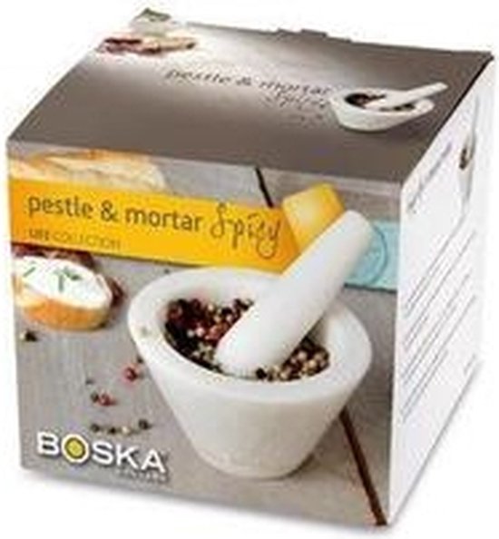 Boska Mörser Spicy - für Gewürze - Marmor - Weiß - ⌀ 10 cm