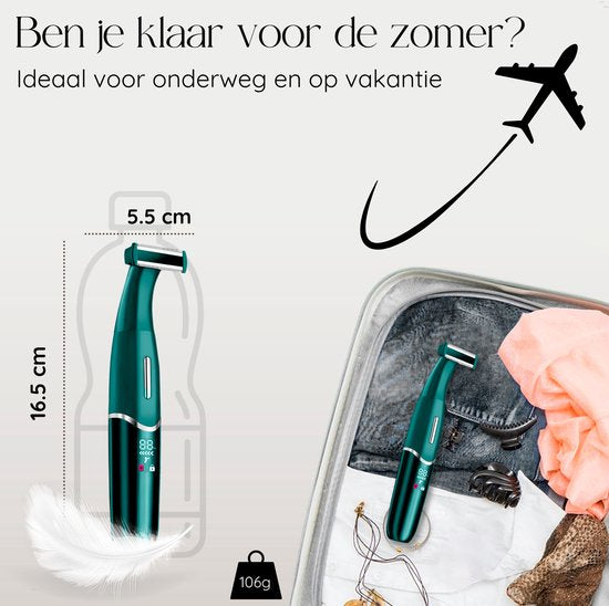 4-in-1 Bikini Trimmer + Reisetasche - Sansbeauté® - Gesicht - Achseln - Beine - Bikinizone - Augenbrauentrimmer - Gesichtshaarentfernung Damen - Intimzone - Ladyshaves Bikini - Epilierer elektrisch