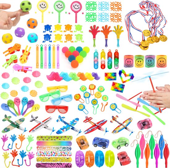 Partizzle 150x Treat Giveaway Gifts Pack - Zappelphilipp - Pinata Füllung - Zappelphilipp Box mit Spinner und Pop it Small Toys - Karneval Grabbelton Giveaway Gifts - Für Kinder