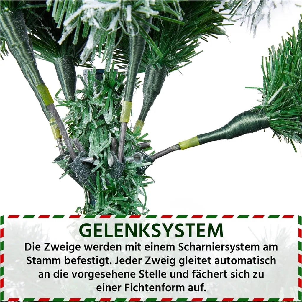 Yaheetech Kunstweihnachtsbaum 228 cm – Grün/Weiß – Ø 140 x 228 cm – Verschneiter Weihnachtsbaum mit Metallständer