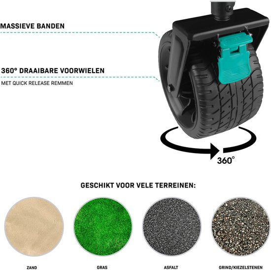VONROC Bolderkar XL - Faltbar - 80 kg Tragkraft - 200l Fassungsvermögen - Extra geräumiges Modell - Solide Anti-Auslaufrollen - Stabiler Stahlrahmen - Polyester 600D - Schwarz