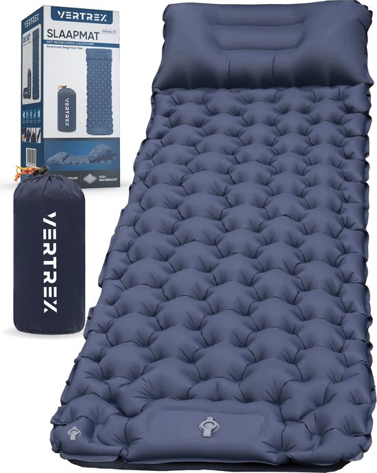 Vertrex Inflate-X1 Schlafmatte mit eingebauter Pumpe - Luftbett - 1 Person - Marineblau