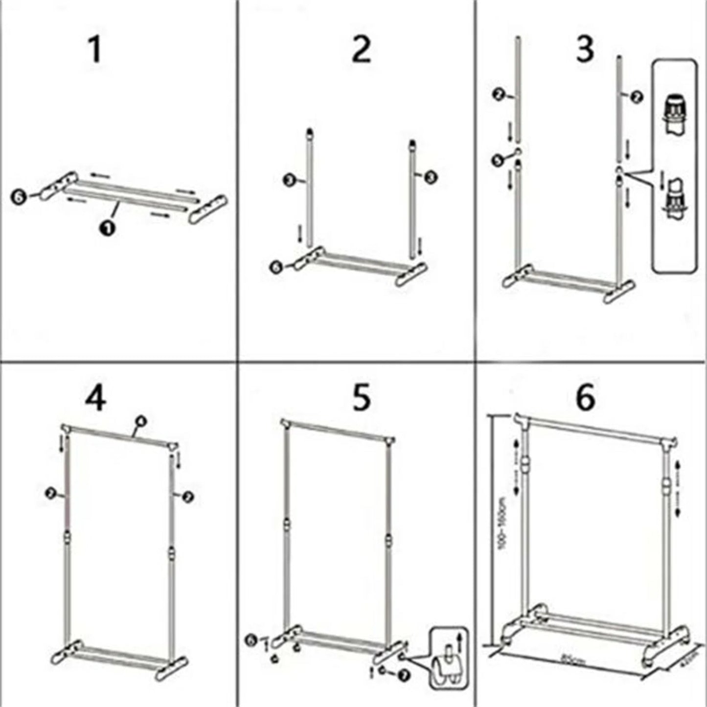 Westerhold - Haushalts-Kleiderständer - Mobil - Stabile Rollen - 80x43x90-165cm